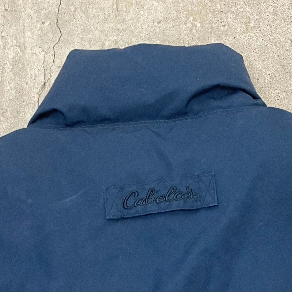 Cabela's Vest Mens Large Tall Blue Northern Goose Down Puffer Snap Zip‎ Pockets